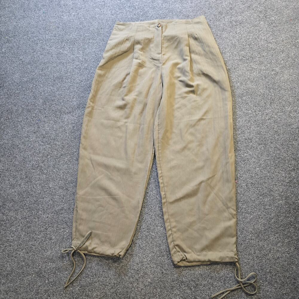 Divided Pants Womens Size 10 Green Barrel Leg Baggy Pleated Zip Minimal Capsule